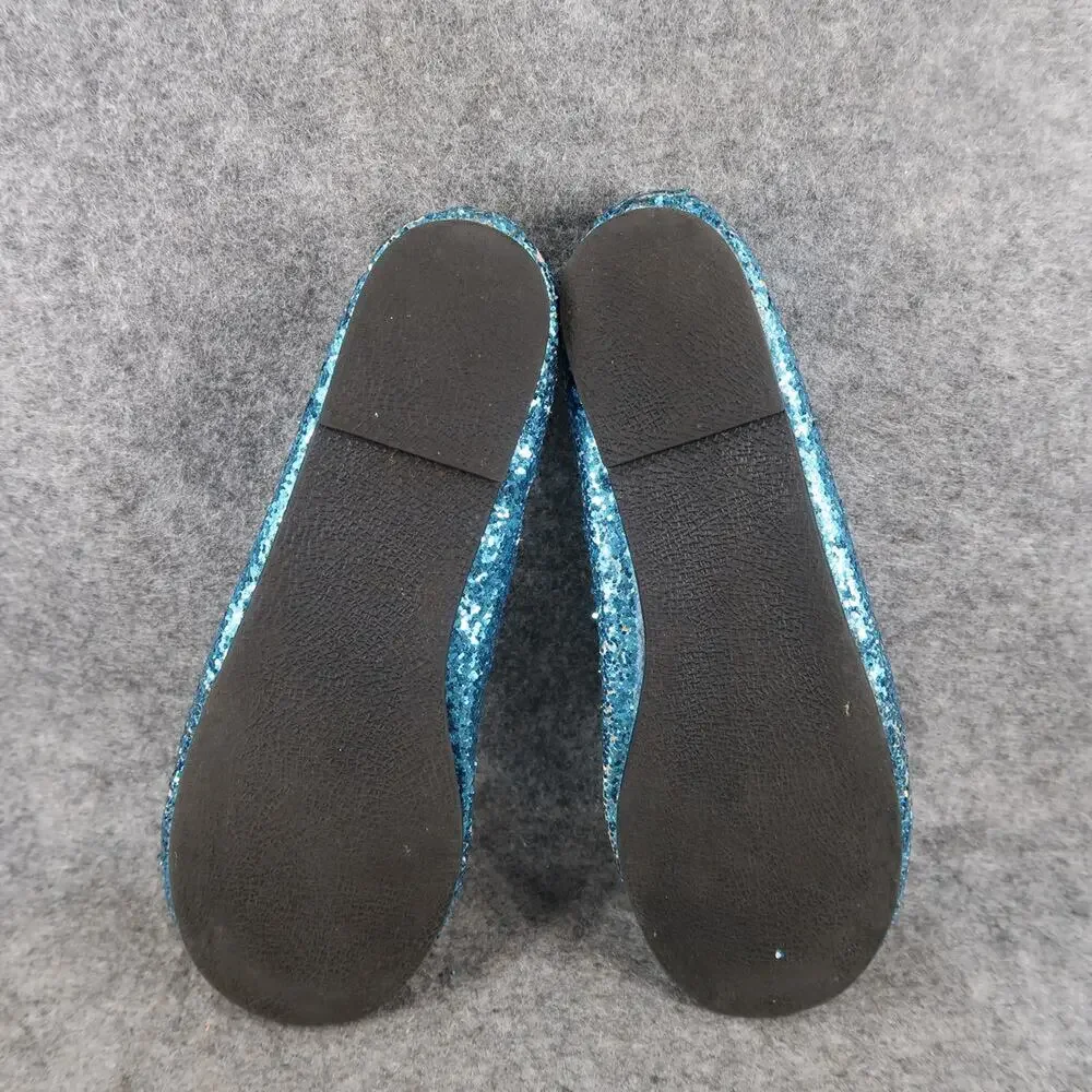 Chasing Fireflies Shoes Kids 2 Ballet Flats Elastic Strap Slip On Blue Glitter